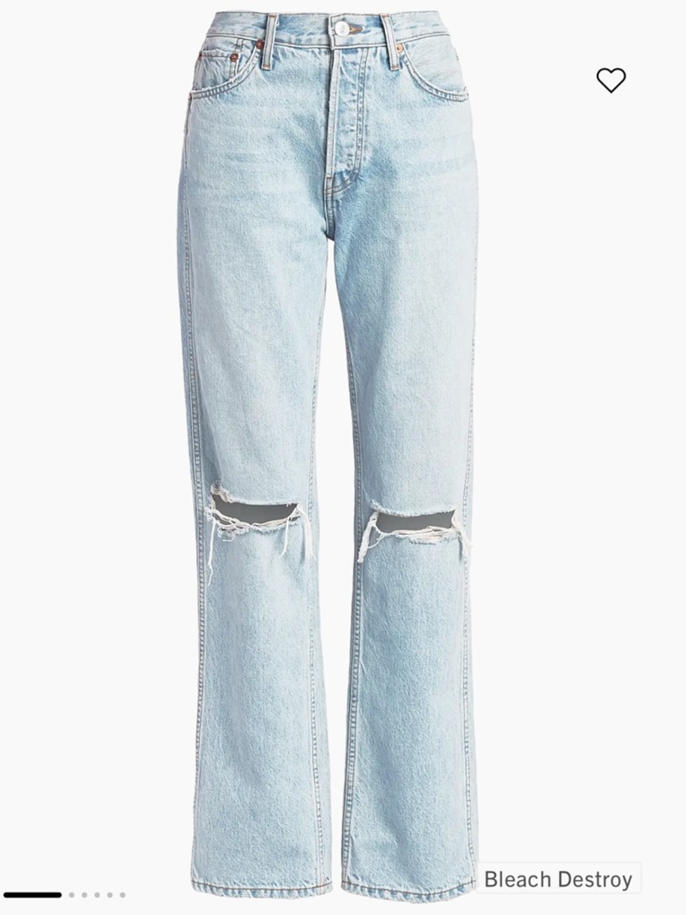 NWT RE/DONE Originals High Rise Loose Jeans in Bleach Destroy Size 26